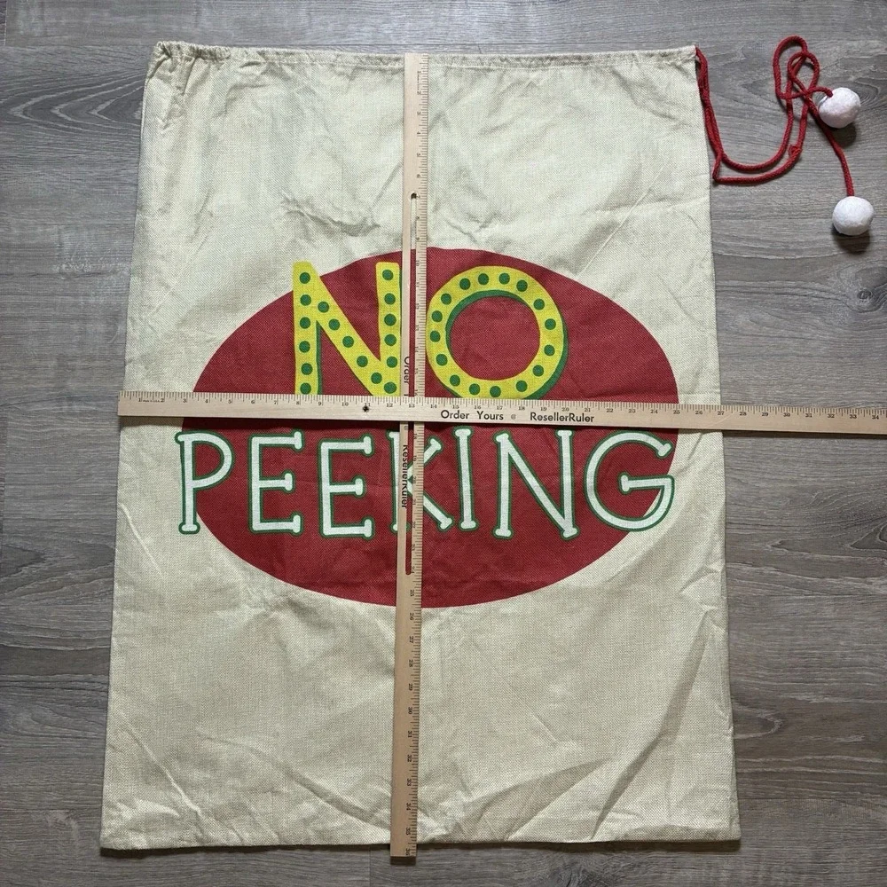 Burlap Style NO PEEKING Large Drawstring Gift Toy Santa‎ Bag Sack 35.5